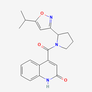 molecular formula C20H21N3O3 B5690784 4-{[2-(5-isopropyl-3-isoxazolyl)-1-pyrrolidinyl]carbonyl}-2(1H)-quinolinone 