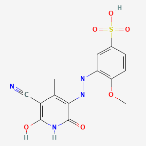 molecular formula C14H12N4O6S B569079 3-[(5-Cyano-6-hydroxy-4-methyl-2-oxo-1H-pyridin-3-yl)diazenyl]-4-methoxybenzenesulfonic acid CAS No. 85539-36-2