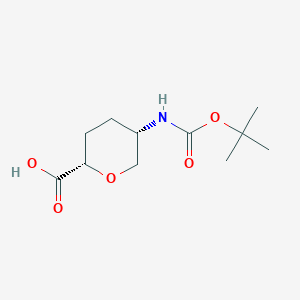 molecular formula C11H19NO5 B569080 (2S,5S)-5-{[(tert-butoxy)carbonyl]amino}oxane-2-carboxylic acid CAS No. 603130-25-2