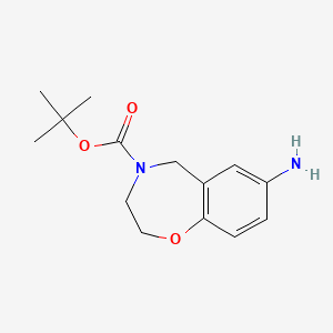 B569084 tert-Butyl 7-amino-2,3-dihydrobenzo[f][1,4]oxazepine-4(5H)-carboxylate CAS No. 1205750-08-8