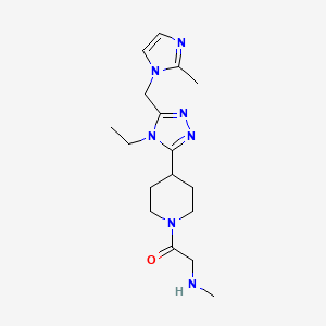 molecular formula C17H27N7O B5691016 [2-(4-{4-ethyl-5-[(2-methyl-1H-imidazol-1-yl)methyl]-4H-1,2,4-triazol-3-yl}-1-piperidinyl)-2-oxoethyl]methylamine dihydrochloride 