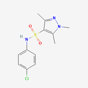 molecular formula C12H14ClN3O2S B5691029 N-(4-chlorophenyl)-1,3,5-trimethyl-1H-pyrazole-4-sulfonamide 