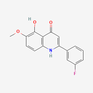 molecular formula C16H12FNO3 B569103 2-(3-Fluorophenyl)-5-hydroxy-6-methoxy-4(1H)-quinolinone CAS No. 1256037-41-8
