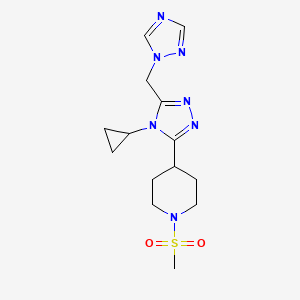 molecular formula C14H21N7O2S B5691049 4-[4-cyclopropyl-5-(1H-1,2,4-triazol-1-ylmethyl)-4H-1,2,4-triazol-3-yl]-1-(methylsulfonyl)piperidine 