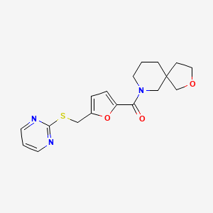molecular formula C18H21N3O3S B5691052 7-{5-[(pyrimidin-2-ylthio)methyl]-2-furoyl}-2-oxa-7-azaspiro[4.5]decane 