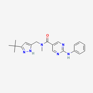 molecular formula C20H24N6O B5691077 2-anilino-N-[(3-tert-butyl-1H-pyrazol-5-yl)methyl]-N-methyl-5-pyrimidinecarboxamide 