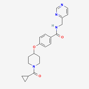 molecular formula C21H24N4O3 B5691084 4-{[1-(cyclopropylcarbonyl)piperidin-4-yl]oxy}-N-(pyrimidin-4-ylmethyl)benzamide 