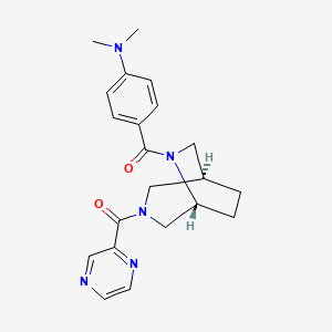 molecular formula C21H25N5O2 B5691110 N,N-dimethyl-4-{[(1S*,5R*)-3-(pyrazin-2-ylcarbonyl)-3,6-diazabicyclo[3.2.2]non-6-yl]carbonyl}aniline 