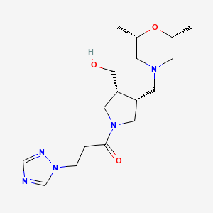 {(3R*,4R*)-4-{[(2R*,6S*)-2,6-dimethyl-4-morpholinyl]methyl}-1-[3-(1H-1,2,4-triazol-1-yl)propanoyl]-3-pyrrolidinyl}methanol