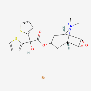 molecular formula C19H22BrNO4S2 B569119 [(1R,2S,4R,5S)-9,9-Dimethyl-3-oxa-9-azoniatricyclo[3.3.1.02,4]nonan-7-yl] 2-hydroxy-2,2-dithiophen-2-ylacetate;bromide CAS No. 136431-94-2