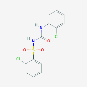 molecular formula C13H10Cl2N2O3S B5691207 2-chloro-N-{[(2-chlorophenyl)amino]carbonyl}benzenesulfonamide 