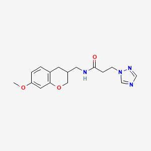 molecular formula C16H20N4O3 B5691212 N-[(7-methoxy-3,4-dihydro-2H-chromen-3-yl)methyl]-3-(1H-1,2,4-triazol-1-yl)propanamide 