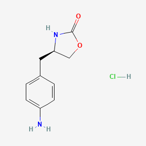 molecular formula C10H13ClN2O2 B569122 (4R)-4-[(4-Aminophenyl)methyl]-2-oxazolidinone Monohydrochloride CAS No. 139264-67-8