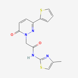 molecular formula C14H12N4O2S2 B5691240 N-(4-methyl-1,3-thiazol-2-yl)-2-[6-oxo-3-(2-thienyl)-1(6H)-pyridazinyl]acetamide 