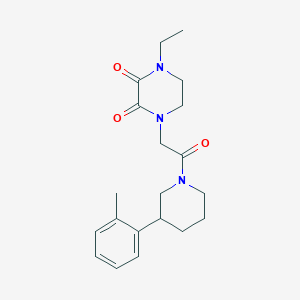 molecular formula C20H27N3O3 B5691275 1-ethyl-4-{2-[3-(2-methylphenyl)piperidin-1-yl]-2-oxoethyl}piperazine-2,3-dione 