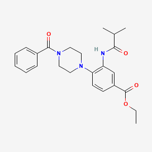molecular formula C24H29N3O4 B5691288 ethyl 4-(4-benzoyl-1-piperazinyl)-3-(isobutyrylamino)benzoate 