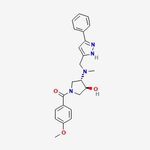molecular formula C23H26N4O3 B5691377 (3S*,4S*)-1-(4-methoxybenzoyl)-4-{methyl[(5-phenyl-1H-pyrazol-3-yl)methyl]amino}-3-pyrrolidinol 