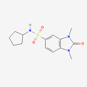 molecular formula C14H19N3O3S B5691391 N-cyclopentyl-1,3-dimethyl-2-oxo-2,3-dihydro-1H-benzimidazole-5-sulfonamide 