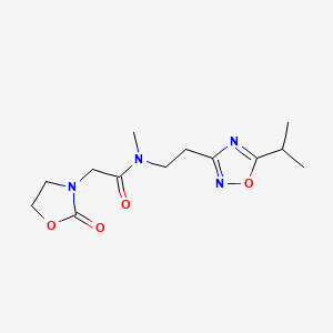 molecular formula C13H20N4O4 B5691448 N-[2-(5-isopropyl-1,2,4-oxadiazol-3-yl)ethyl]-N-methyl-2-(2-oxo-1,3-oxazolidin-3-yl)acetamide 