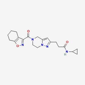 molecular formula C20H25N5O3 B5691491 N-cyclopropyl-3-[5-(4,5,6,7-tetrahydro-2,1-benzisoxazol-3-ylcarbonyl)-4,5,6,7-tetrahydropyrazolo[1,5-a]pyrazin-2-yl]propanamide 