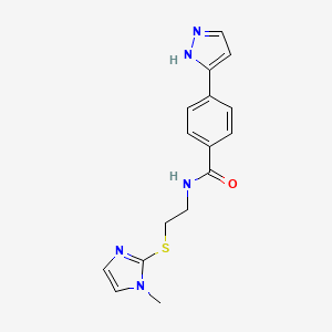 molecular formula C16H17N5OS B5691497 N-{2-[(1-methyl-1H-imidazol-2-yl)thio]ethyl}-4-(1H-pyrazol-3-yl)benzamide 