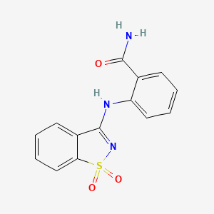 molecular formula C14H11N3O3S B5691537 2-[(1,1-dioxido-1,2-benzisothiazol-3-yl)amino]benzamide 