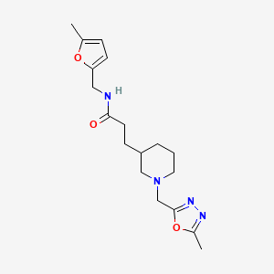 molecular formula C18H26N4O3 B5691625 N-[(5-methyl-2-furyl)methyl]-3-{1-[(5-methyl-1,3,4-oxadiazol-2-yl)methyl]piperidin-3-yl}propanamide 