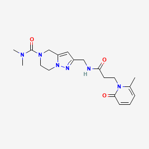 molecular formula C19H26N6O3 B5691683 N,N-dimethyl-2-({[3-(6-methyl-2-oxopyridin-1(2H)-yl)propanoyl]amino}methyl)-6,7-dihydropyrazolo[1,5-a]pyrazine-5(4H)-carboxamide 