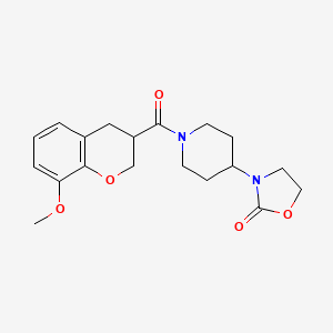 molecular formula C19H24N2O5 B5691720 3-{1-[(8-methoxy-3,4-dihydro-2H-chromen-3-yl)carbonyl]-4-piperidinyl}-1,3-oxazolidin-2-one 