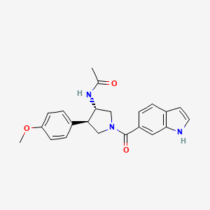 molecular formula C22H23N3O3 B5691725 N-[(3S*,4R*)-1-(1H-indol-6-ylcarbonyl)-4-(4-methoxyphenyl)pyrrolidin-3-yl]acetamide 