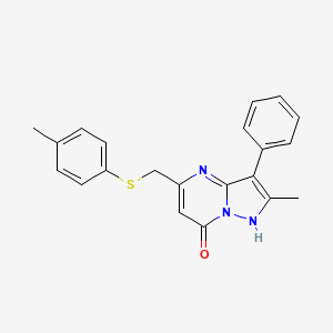 molecular formula C21H19N3OS B5691838 2-methyl-5-{[(4-methylphenyl)thio]methyl}-3-phenylpyrazolo[1,5-a]pyrimidin-7(4H)-one 