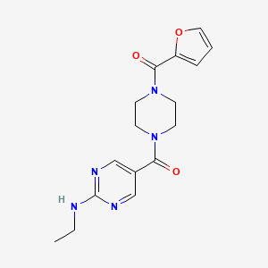 molecular formula C16H19N5O3 B5691965 N-ethyl-5-{[4-(2-furoyl)-1-piperazinyl]carbonyl}-2-pyrimidinamine 