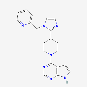 molecular formula C20H21N7 B5692022 4-{4-[1-(2-pyridinylmethyl)-1H-imidazol-2-yl]-1-piperidinyl}-7H-pyrrolo[2,3-d]pyrimidine 