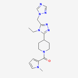 molecular formula C18H24N8O B5692073 4-[4-ethyl-5-(1H-1,2,4-triazol-1-ylmethyl)-4H-1,2,4-triazol-3-yl]-1-[(1-methyl-1H-pyrrol-2-yl)carbonyl]piperidine 