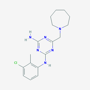 molecular formula C17H23ClN6 B5692142 6-(1-azepanylmethyl)-N-(3-chloro-2-methylphenyl)-1,3,5-triazine-2,4-diamine 