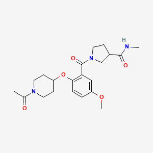 molecular formula C21H29N3O5 B5692143 1-{2-[(1-acetylpiperidin-4-yl)oxy]-5-methoxybenzoyl}-N-methylpyrrolidine-3-carboxamide 