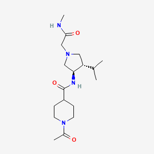molecular formula C18H32N4O3 B5692192 1-acetyl-N-{rel-(3R,4S)-4-isopropyl-1-[2-(methylamino)-2-oxoethyl]-3-pyrrolidinyl}-4-piperidinecarboxamide hydrochloride 