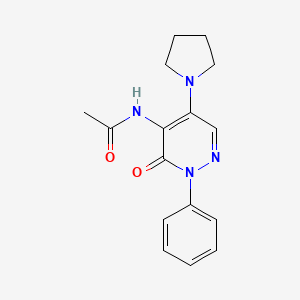 molecular formula C16H18N4O2 B5692229 N-[3-oxo-2-phenyl-5-(1-pyrrolidinyl)-2,3-dihydro-4-pyridazinyl]acetamide 