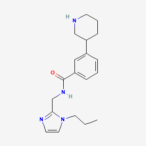 molecular formula C19H26N4O B5692281 3-piperidin-3-yl-N-[(1-propyl-1H-imidazol-2-yl)methyl]benzamide 