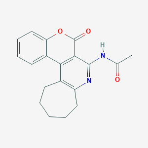 N-(6-oxo-6,9,10,11,12,13-hexahydrochromeno[4,3-d]cyclohepta[b]pyridin-7-yl)acetamide