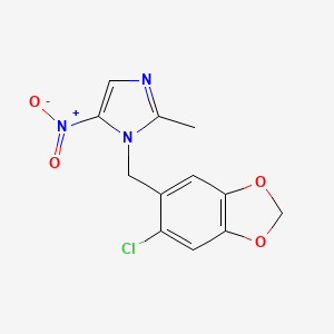 molecular formula C12H10ClN3O4 B5692336 1-[(6-chloro-1,3-benzodioxol-5-yl)methyl]-2-methyl-5-nitro-1H-imidazole 