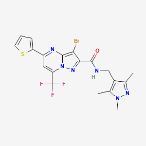3-bromo-5-(2-thienyl)-7-(trifluoromethyl)-N-[(1,3,5-trimethyl-1H-pyrazol-4-yl)methyl]pyrazolo[1,5-a]pyrimidine-2-carboxamide