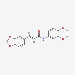 molecular formula C18H15NO5 B5692431 3-(1,3-benzodioxol-5-yl)-N-(2,3-dihydro-1,4-benzodioxin-6-yl)acrylamide 