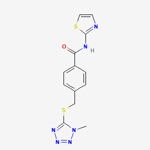molecular formula C13H12N6OS2 B5692458 4-{[(1-methyl-1H-tetrazol-5-yl)thio]methyl}-N-1,3-thiazol-2-ylbenzamide 