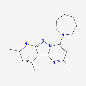 molecular formula C18H23N5 B5692613 4-(1-azepanyl)-2,8,10-trimethylpyrido[2',3':3,4]pyrazolo[1,5-a]pyrimidine 
