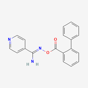 molecular formula C19H15N3O2 B5692676 N'-[(2-biphenylylcarbonyl)oxy]-4-pyridinecarboximidamide 