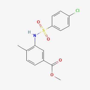 molecular formula C15H14ClNO4S B5692712 methyl 3-{[(4-chlorophenyl)sulfonyl]amino}-4-methylbenzoate 