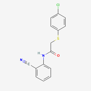 molecular formula C15H11ClN2OS B5692755 2-[(4-chlorophenyl)thio]-N-(2-cyanophenyl)acetamide 