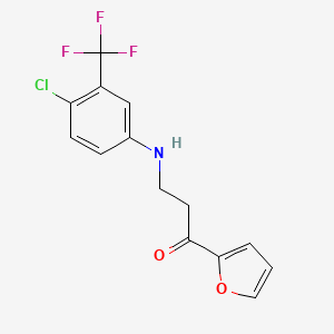 molecular formula C14H11ClF3NO2 B5692802 3-{[4-chloro-3-(trifluoromethyl)phenyl]amino}-1-(2-furyl)-1-propanone 