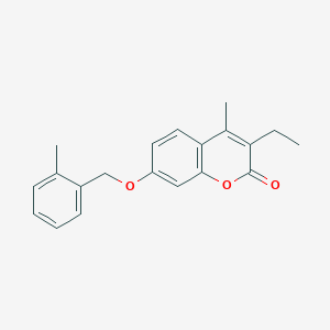 molecular formula C20H20O3 B5692817 3-ethyl-4-methyl-7-[(2-methylbenzyl)oxy]-2H-chromen-2-one 